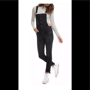 NWOT PRPS Midnight faded black denim overalls, M